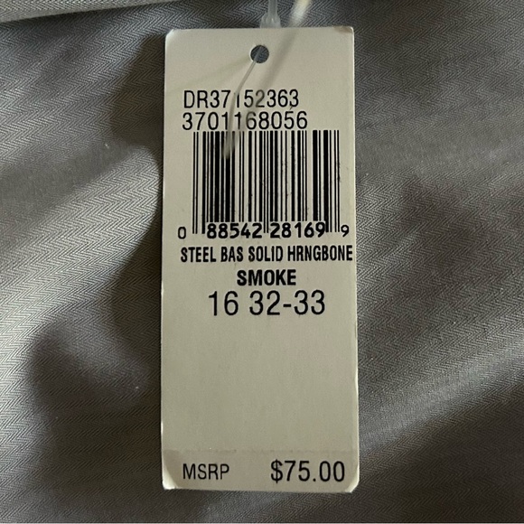 NWT Calvin Klein Men's Slim-Fit Steel Herringbone Dress Shirt, size L, 16, 32/33 - Picture 4 of 4